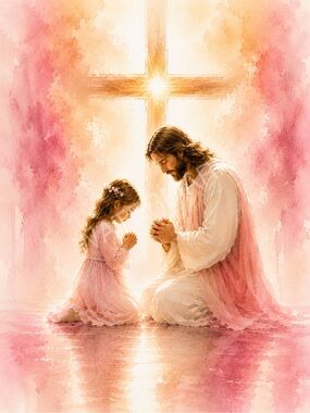Devotional Canvas Watercolor Print in Pink and Cream - Inspirational Faith Art